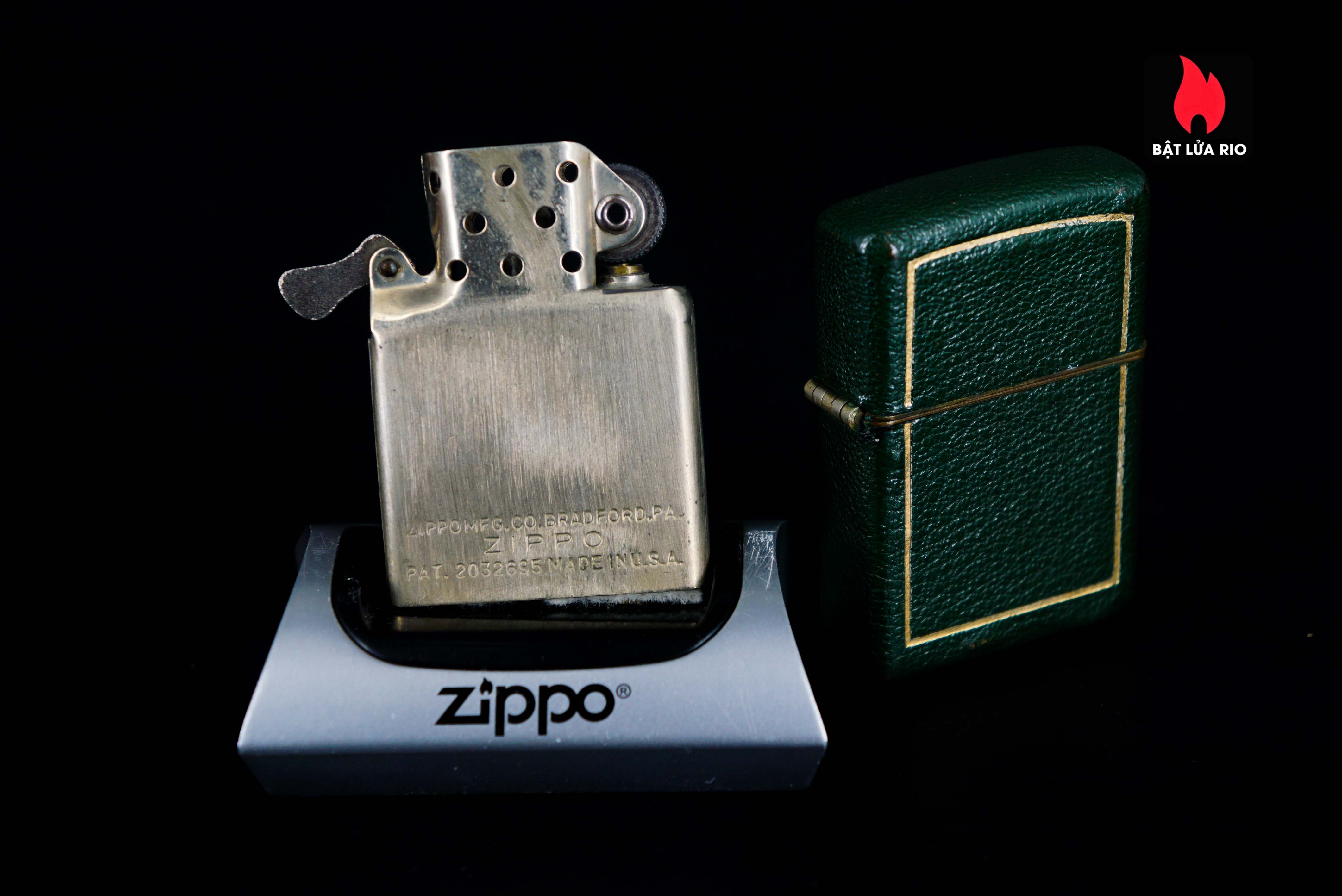 Zippo Xưa 1950 – Green Full Leather Wrap 13