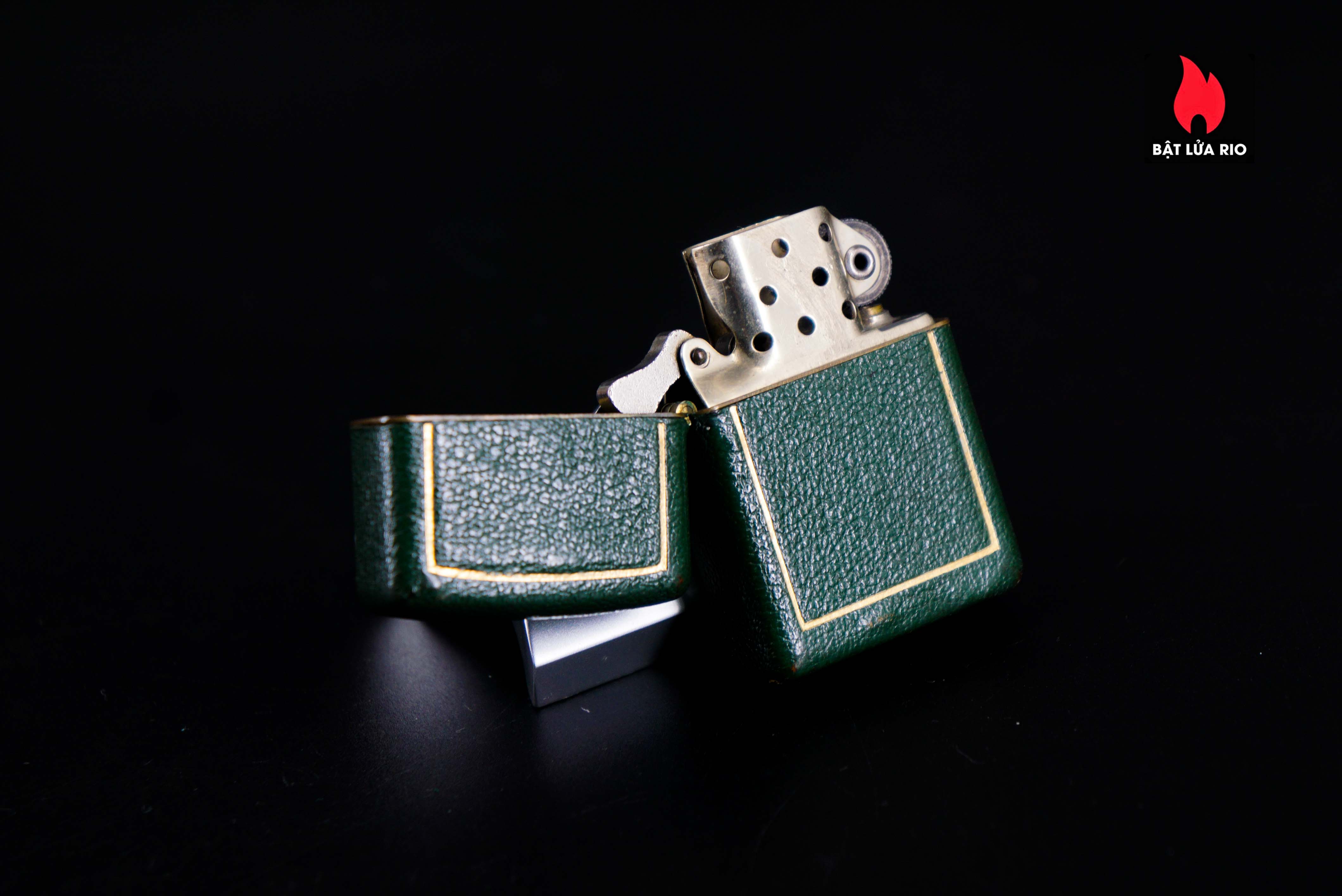 Zippo Xưa 1950 – Green Full Leather Wrap 21