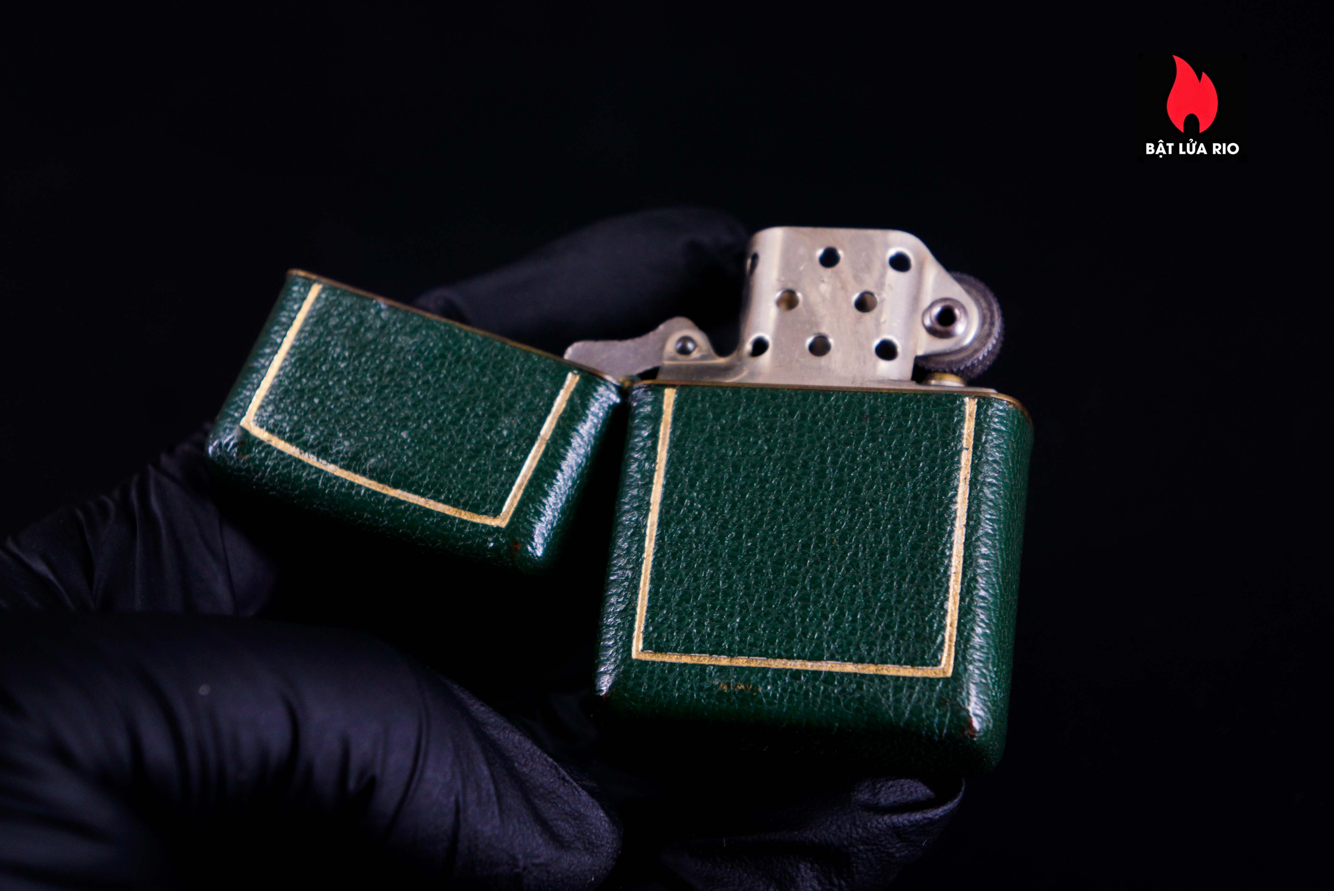 Zippo Xưa 1950 – Green Full Leather Wrap 3