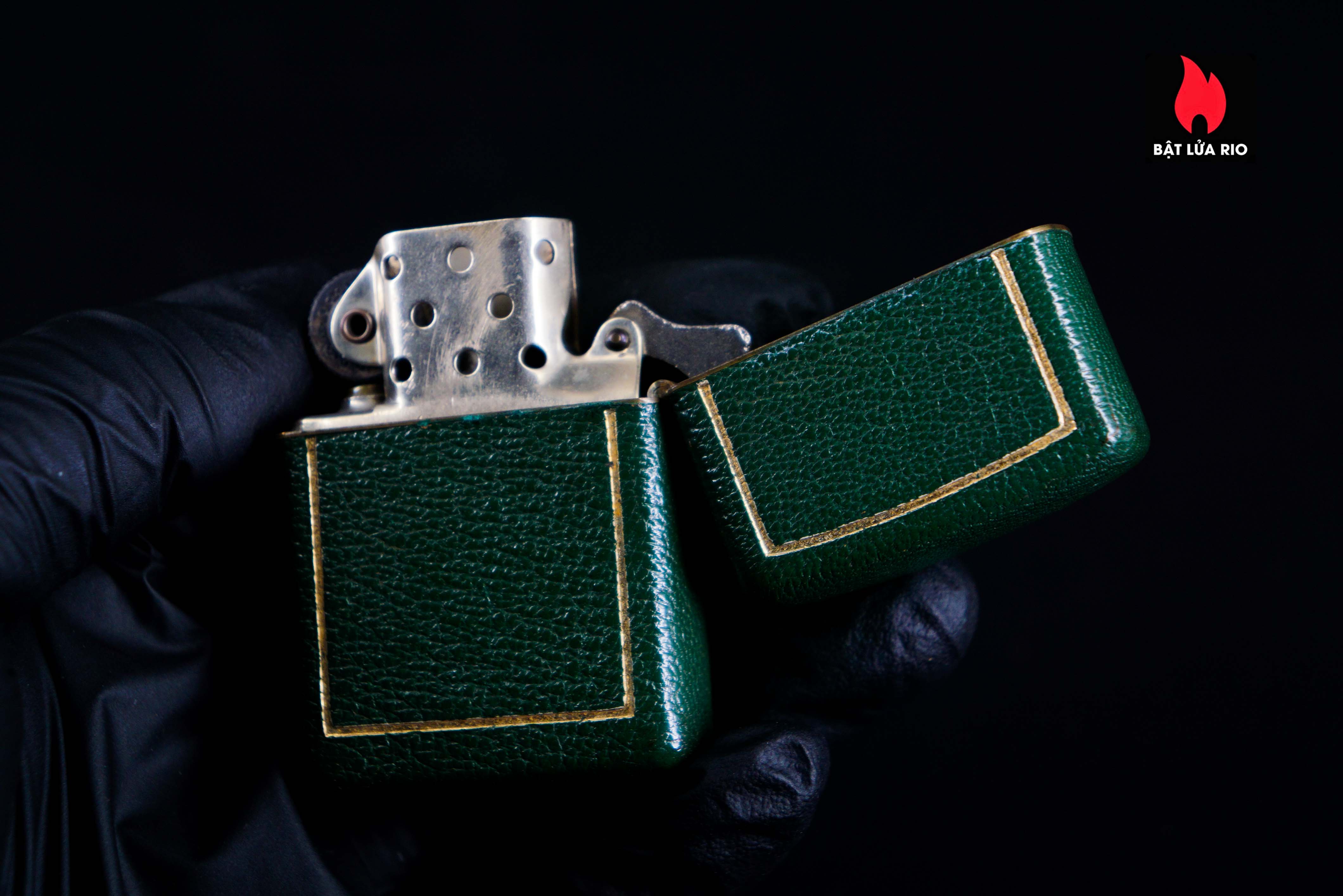 Zippo Xưa 1950 – Green Full Leather Wrap 4