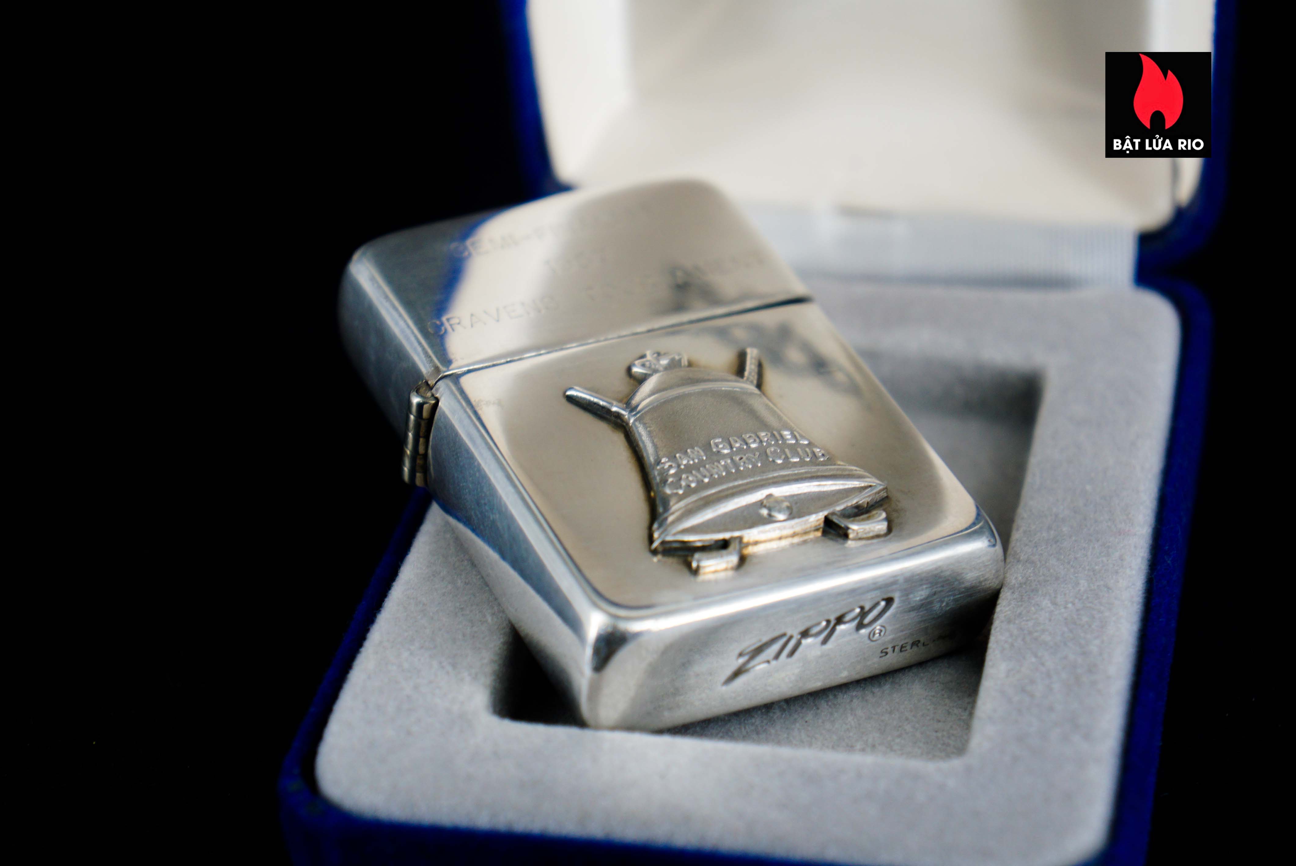 Zippo Xưa 1950s – Sterling – Bạc Nguyên Khối – Bạc Khối 92.5 – San Gabriel Country Club 13