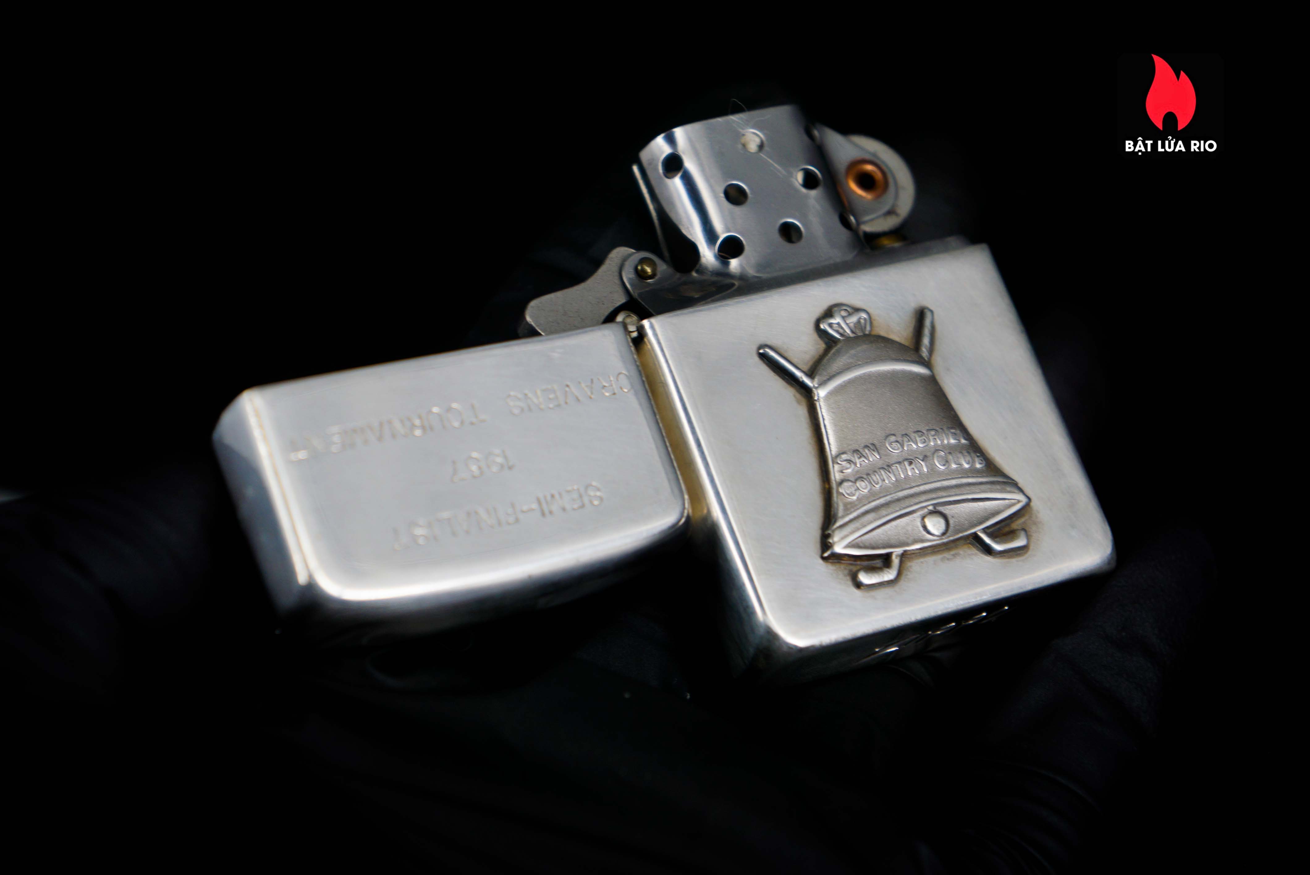 Zippo Xưa 1950s – Sterling – Bạc Nguyên Khối – Bạc Khối 92.5 – San Gabriel Country Club 3
