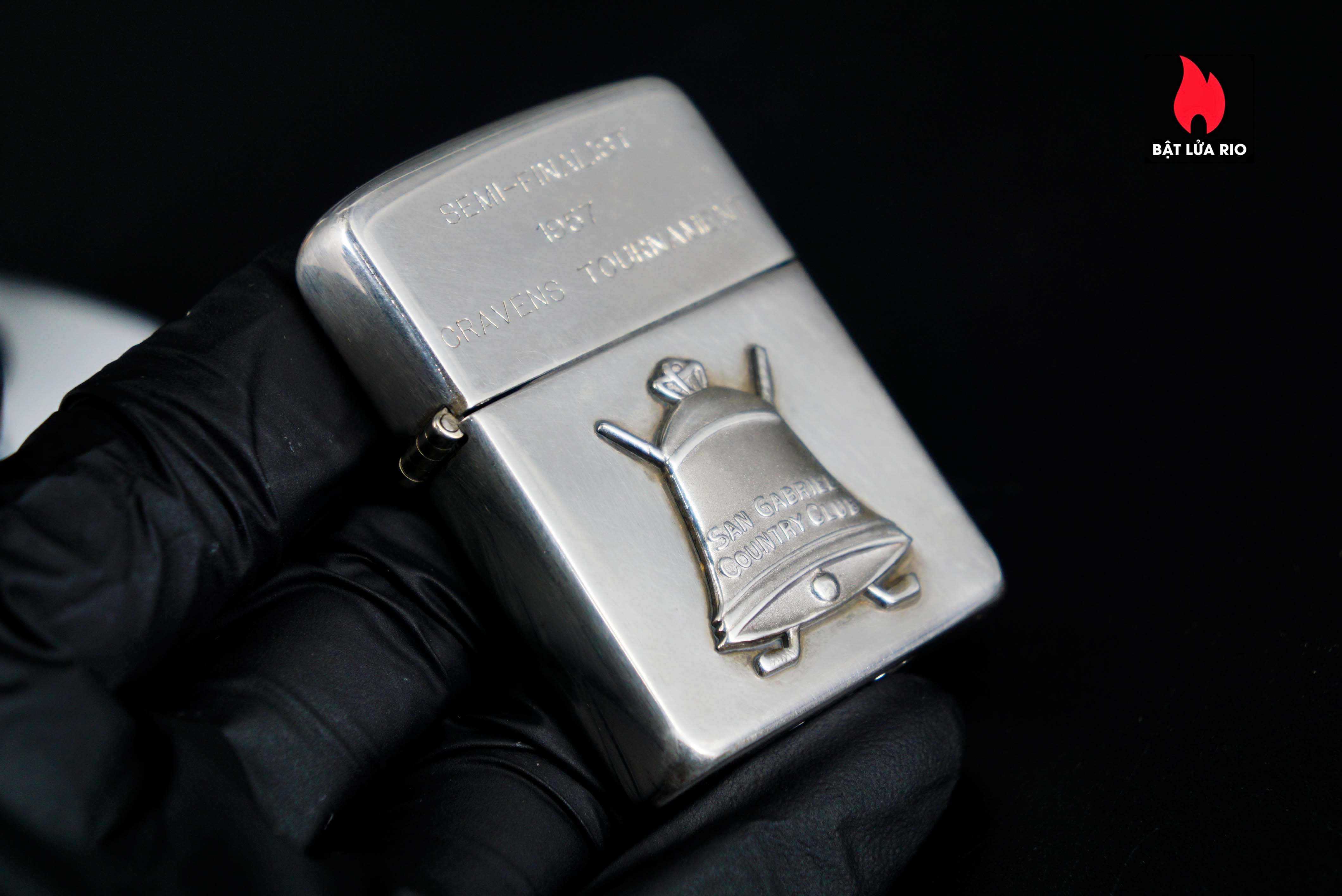 Zippo Xưa 1950s – Sterling – Bạc Nguyên Khối – Bạc Khối 92.5 – San Gabriel Country Club 4
