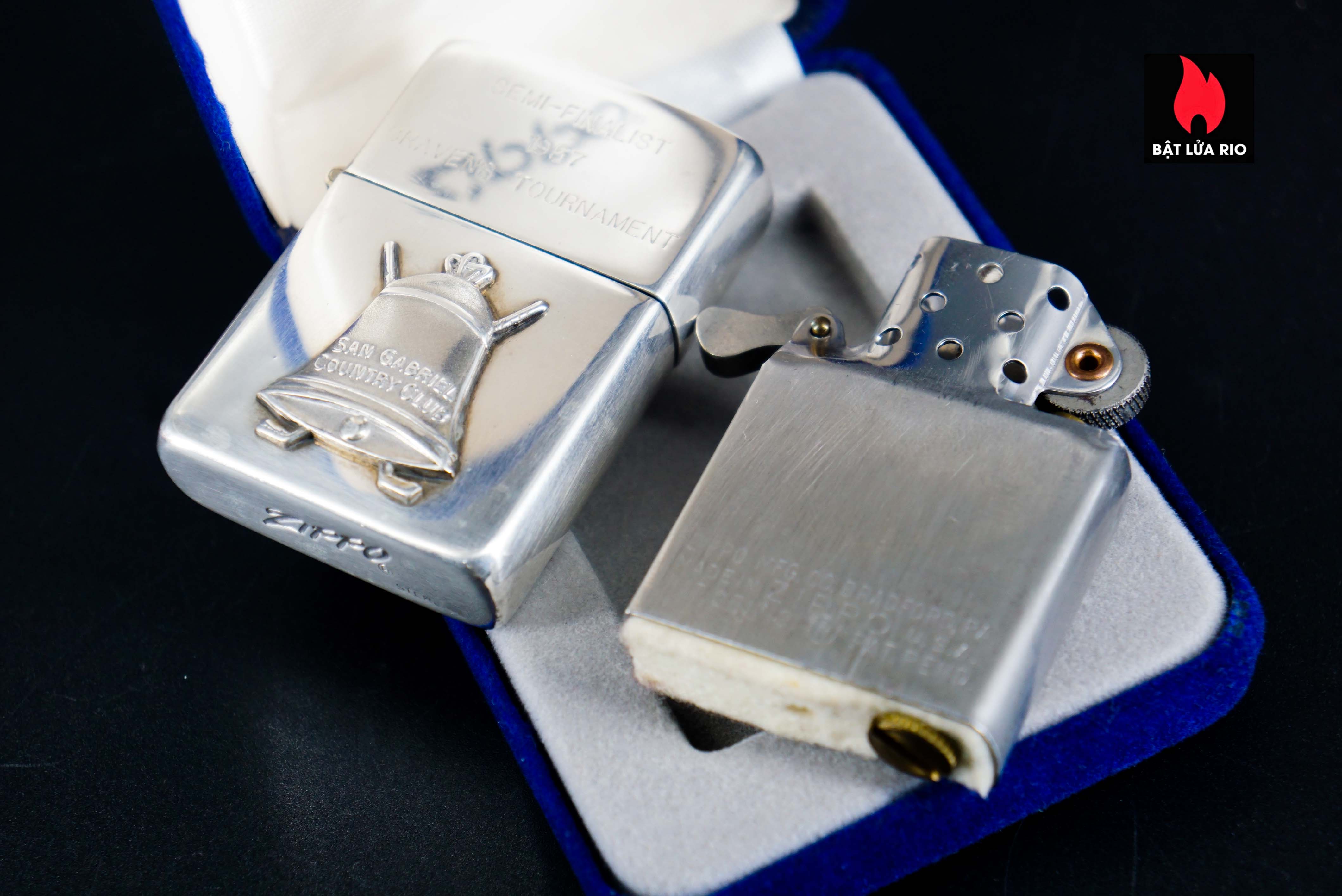 Zippo Xưa 1950s – Sterling – Bạc Nguyên Khối – Bạc Khối 92.5 – San Gabriel Country Club 9