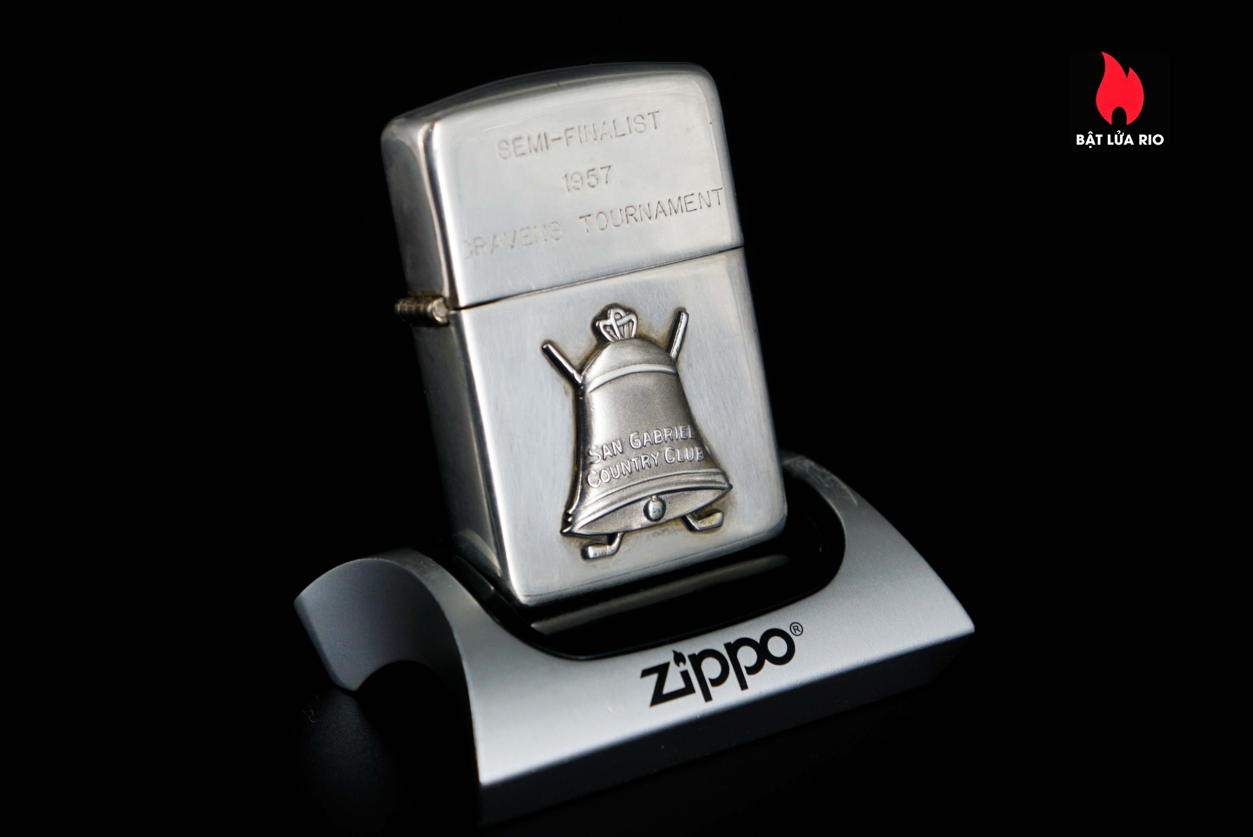 Zippo Xưa 1950s – Sterling – Bạc Nguyên Khối – Bạc Khối 92.5 – San Gabriel Country Club