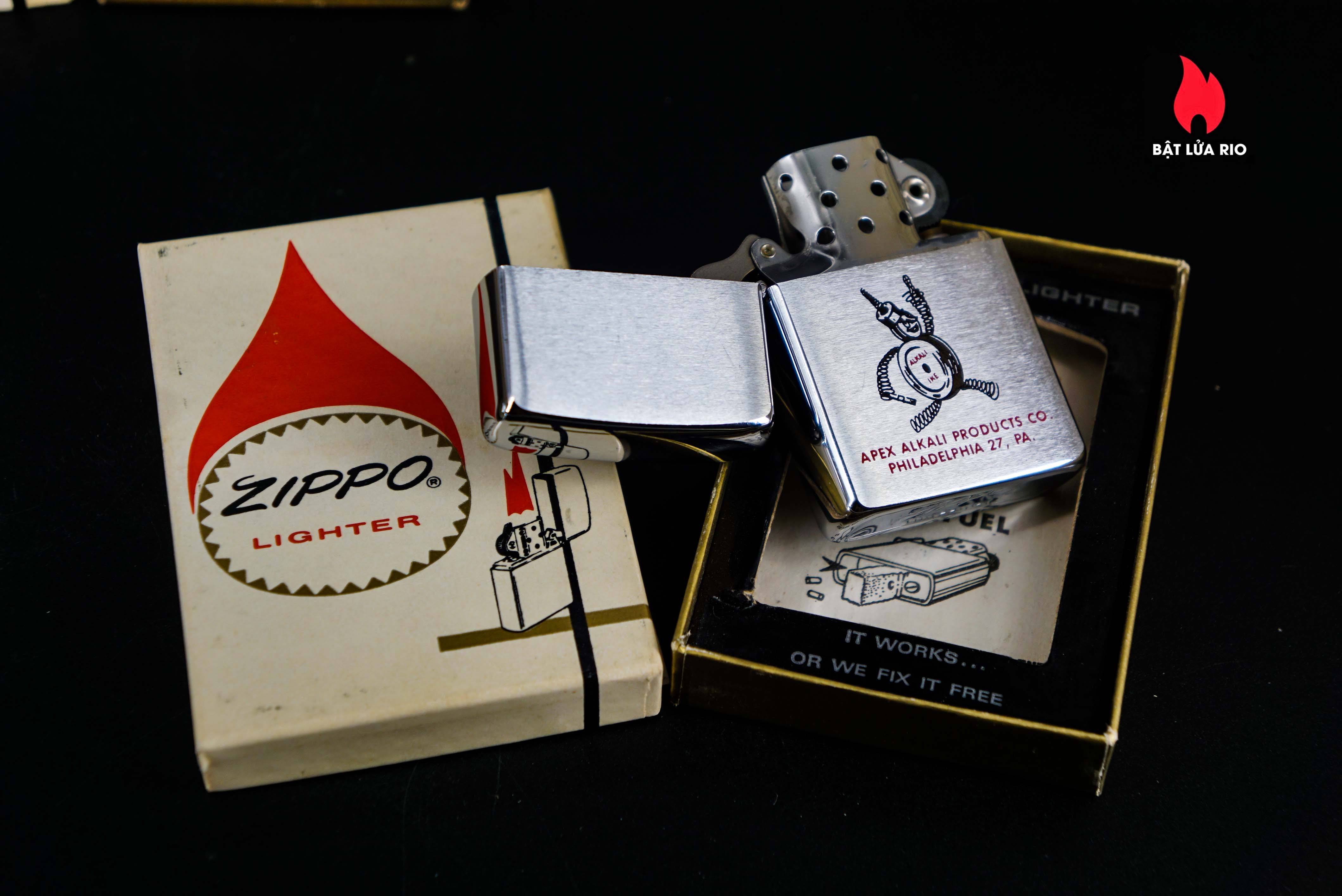 Zippo Xưa 1962 – Apex Alkali Products 11