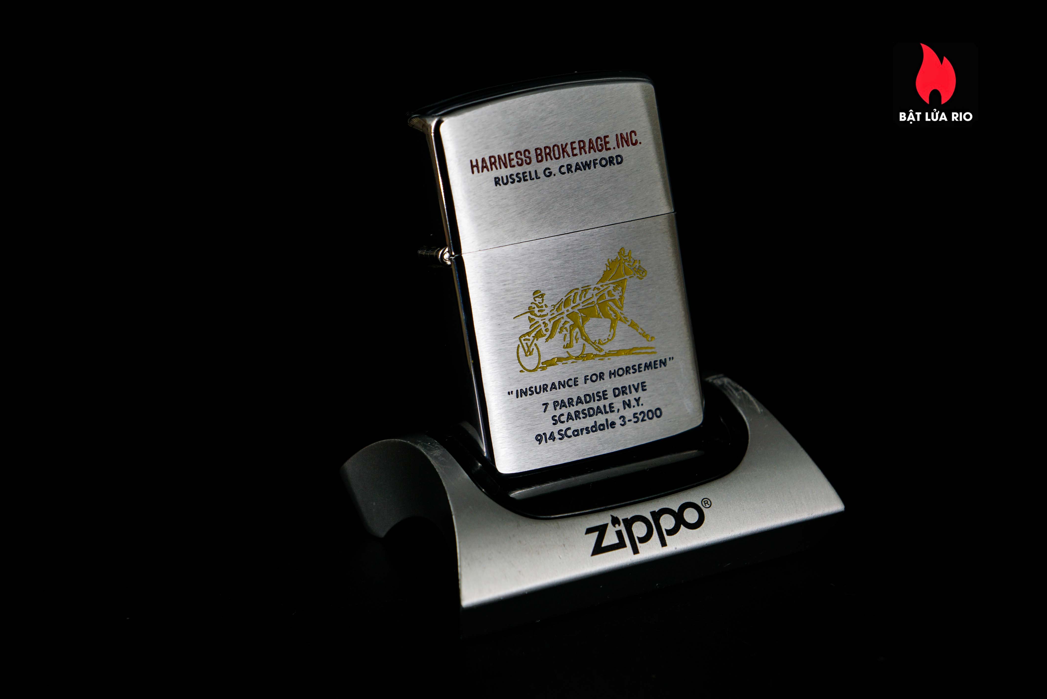 Zippo Xưa 1966 – Insurance for Horseman 44 Zippo Xưa 1966 – Insurance for Horseman