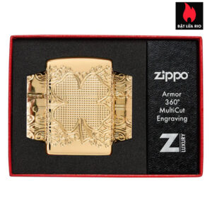 Zippo 46301 - Zippo Lucky Clover Armor MultiCut High Polish Gold Plate 3