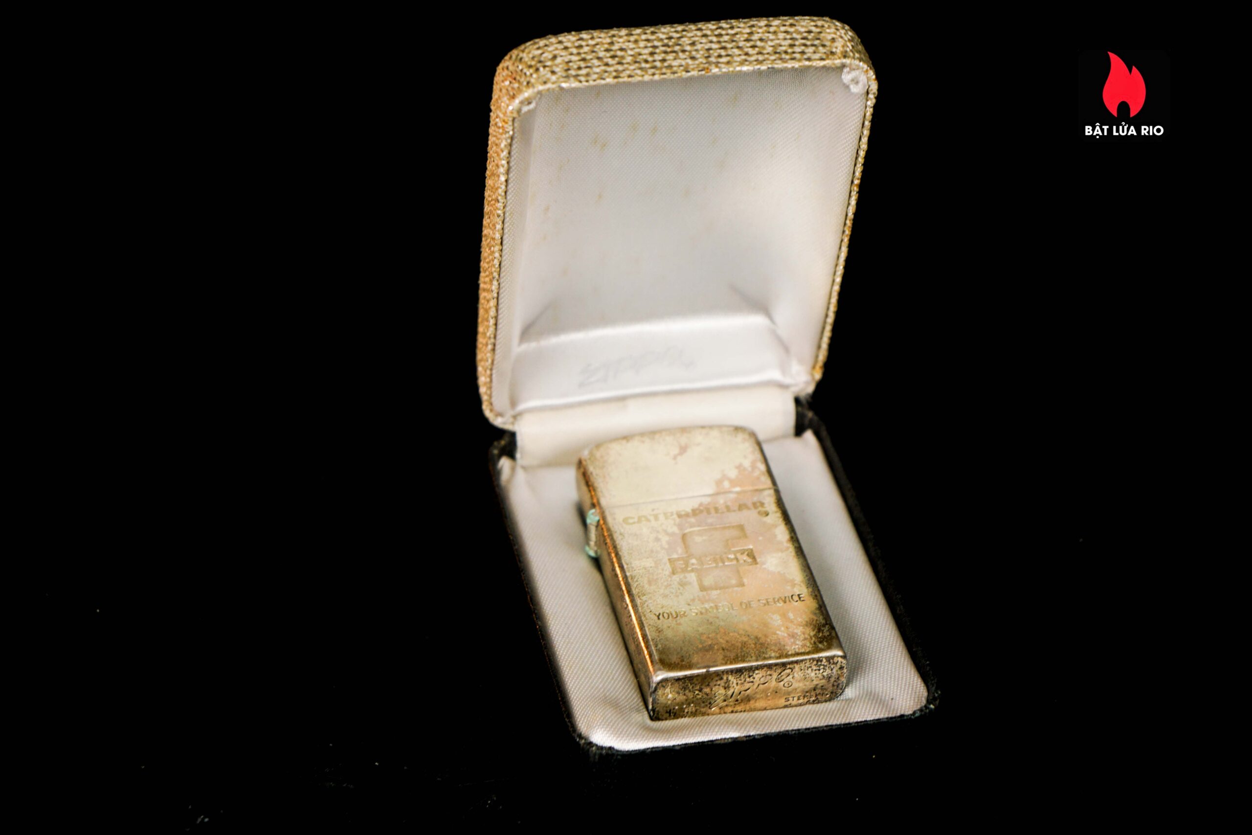Zippo Slim Xưa 1960 – Sterling Silver – Bạc Nguyên Khối – Caterpillar Fabick 10 years 2