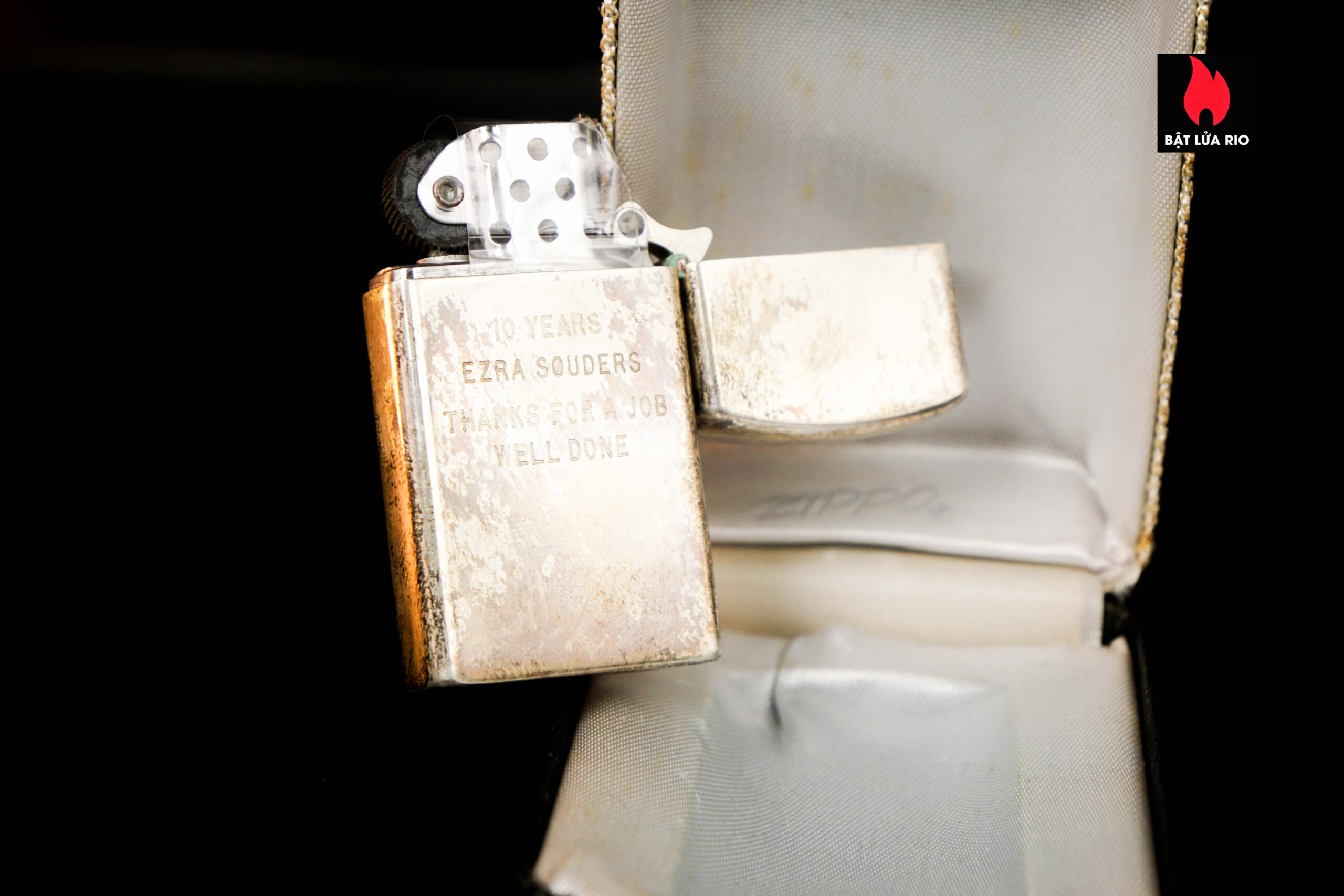 Zippo Slim Xưa 1960 – Sterling Silver – Bạc Nguyên Khối – Caterpillar Fabick 10 years 6