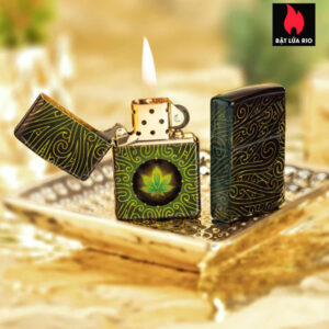 Zippo 46276 - Zippo Cannabis Maze 540 Fusion Tumbled Brass 1