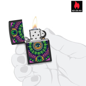 Zippo 48583 - Zippo Black Light Cannabis Pattern Black Matte 1