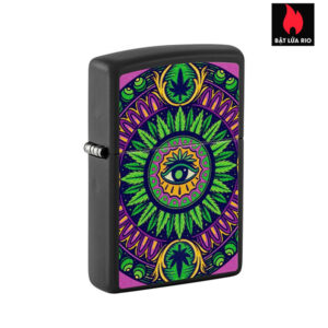 Zippo 48583 - Zippo Black Light Cannabis Pattern Black Matte