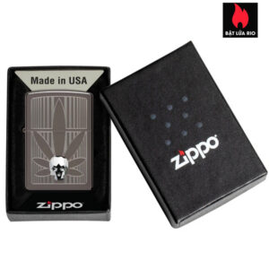 Zippo 48773 - Zippo Cannabis Auto Engrave Crystal Attached Black Ice 3