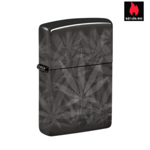 Zippo 48924 - Zippo Cannabis High Polish Black Photo Image 360°
