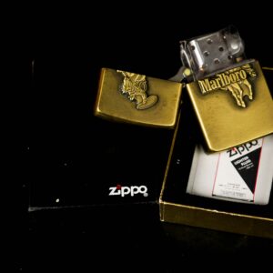 Zippo 1986 – Brass Marlboro Lighter Cowboy On Horseback With Lasso 2