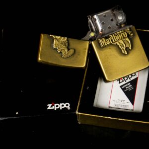 Zippo 1986 – Brass Marlboro Lighter Cowboy On Horseback With Lasso 3
