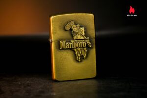 Zippo 1986 – Brass Marlboro Lighter Cowboy On Horseback With Lasso