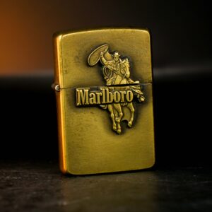 Zippo 1986 – Brass Marlboro Lighter Cowboy On Horseback With Lasso