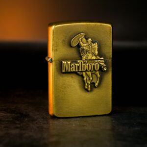 Zippo 1986 – Brass Marlboro Lighter Cowboy On Horseback With Lasso 8