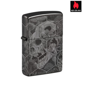 Zippo 46425 - Zippo Mushroom Skulls Photo Image 360° High Polish Black