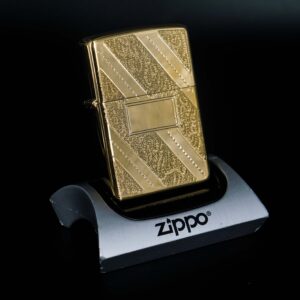 Zippo Xưa 1980 – Golden Elegance Diagonal Swirl Regular – USS Roanoke AOR-7