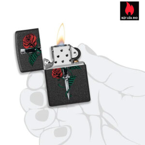 Zippo 49778 - Zippo Rose Dagger Tattoo Black Crackle 2