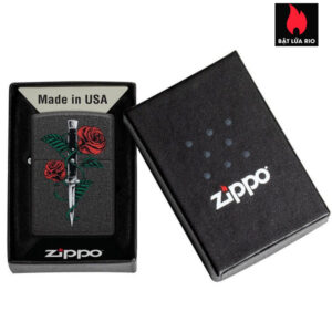 Zippo 49778 - Zippo Rose Dagger Tattoo Black Crackle 3