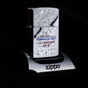 Zippo La Mã 1989 – High Polished Chrome – USS Mississippi CGN-40