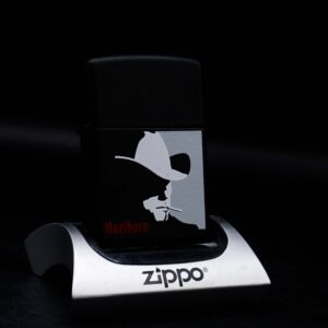 Zippo La Mã 1991 – Marlboro Man Silhouette – Black Matte