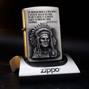 Zippo La Mã 1993 – Antique Silver – American Indian
