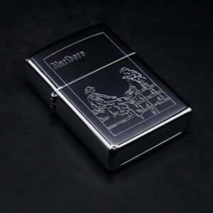 Zippo La Mã 1997 – Zippo High Polished Chrome – Marlboro Two Cowboys On The Fence 4