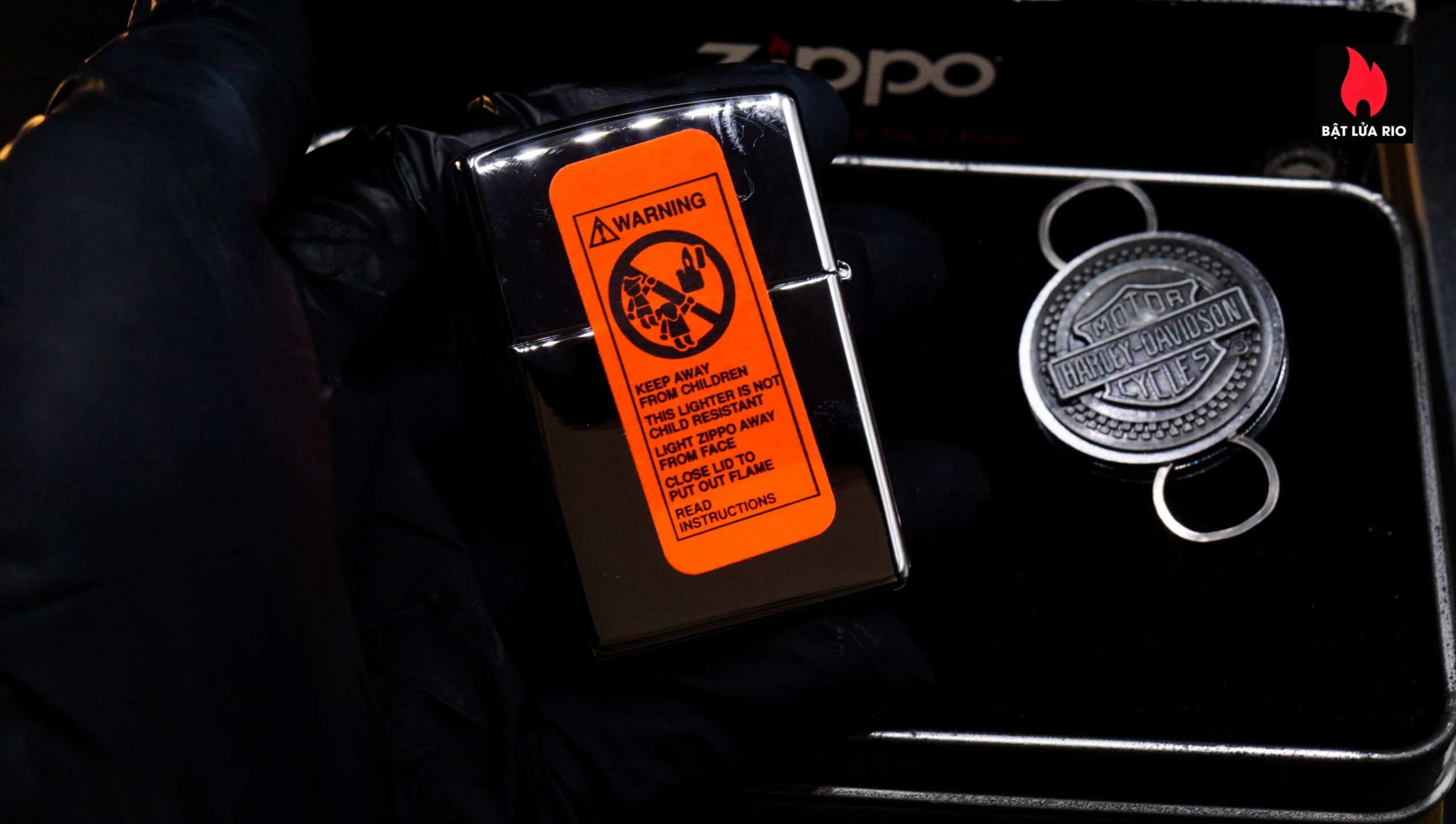 Zippo Set 1997 – Harley Davidson – Eagle on Tire Lighter/Keyholder Gift S 8