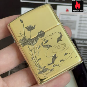Zippo Armor Vỏ Dày 169 Khắc Cá Chép Ao Sen 2 mặt - 169.CCAS 6