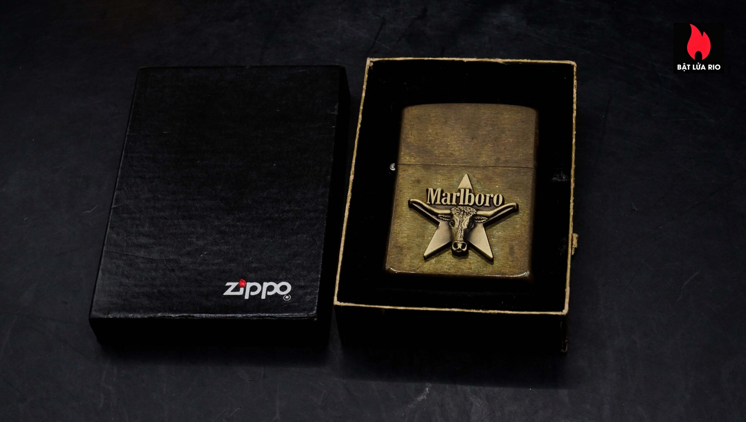 Zippo La Mã 1988 – Marlboro Longhorns – Đồng Nguyên Khối 3