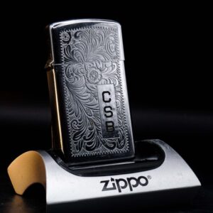 Zippo Slim Xưa 1983 – Venetian – Hoa Văn Ý – Cũ