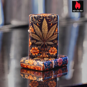 Zippo 47139 - Zippo Cannabis Tapestry Tumbled Brass 1