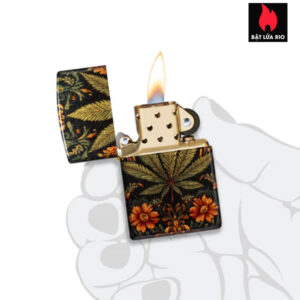 Zippo 47139 - Zippo Cannabis Tapestry Tumbled Brass 2