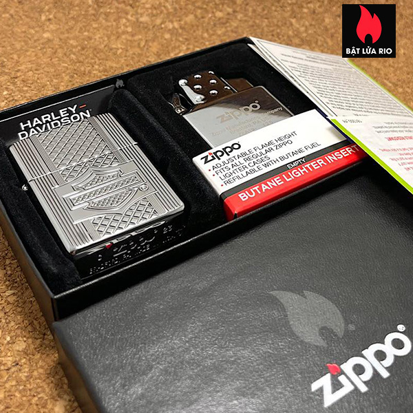 Zippo 2023 Harley Davidson Deep Carve Armor & Butane Insert Zippo 2
