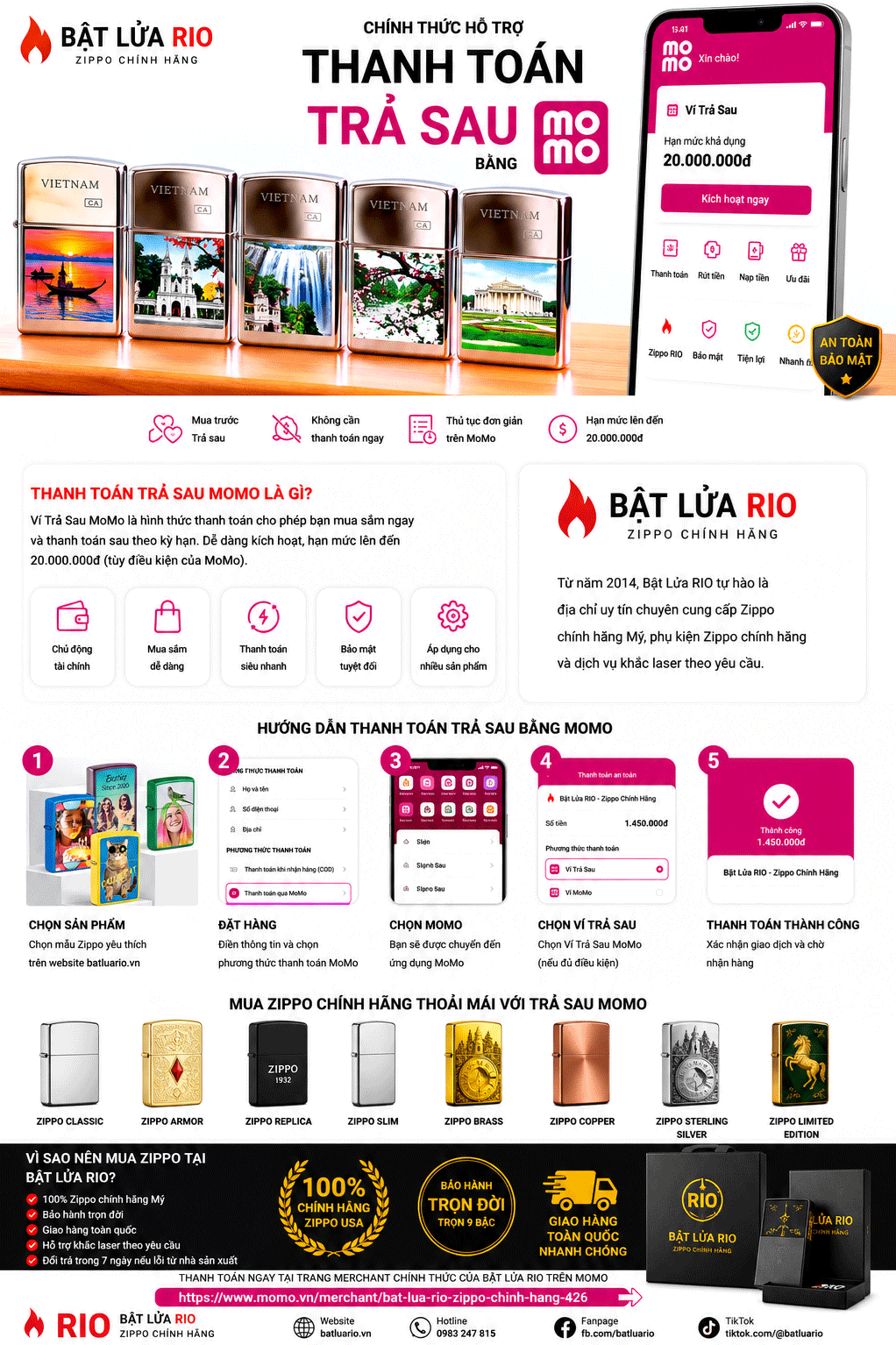 Bật Lửa RIO Hỗ Trợ Thanh Toán Trả Sau MoMo – Mua Zippo Chính Hãng Dễ Dàng 5 Bật Lửa RIO Hỗ Trợ Thanh Toán Trả Sau MoMo – Mua Zippo Chính Hãng Dễ Dàng