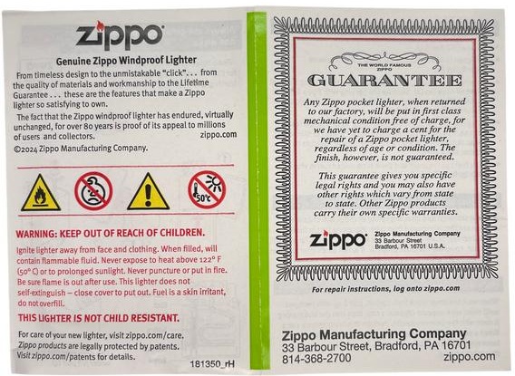 Chính sách bảo hành trọn đời của Zippo chính hãng