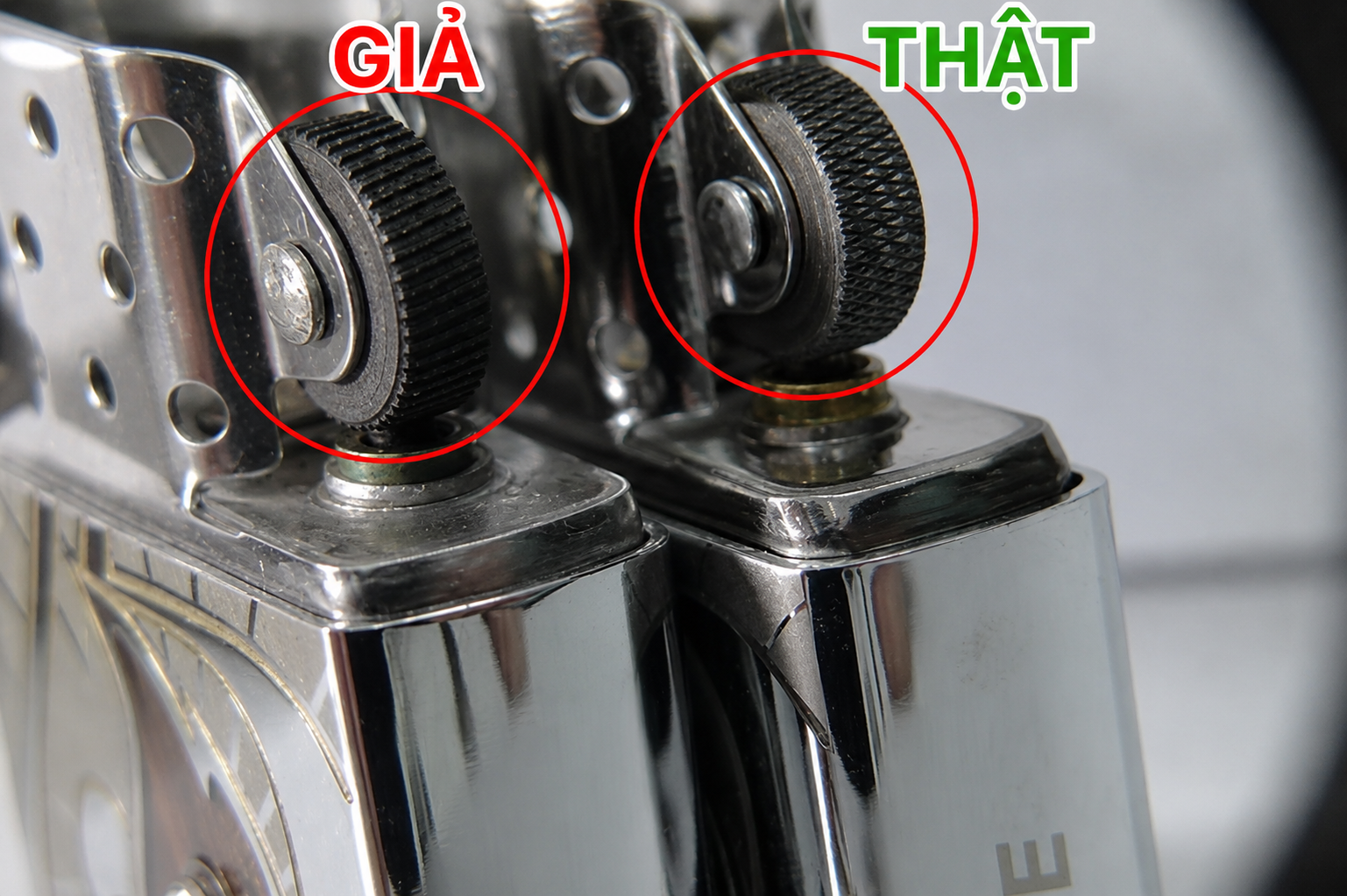 So sánh bánh xe Zippo thật và giả