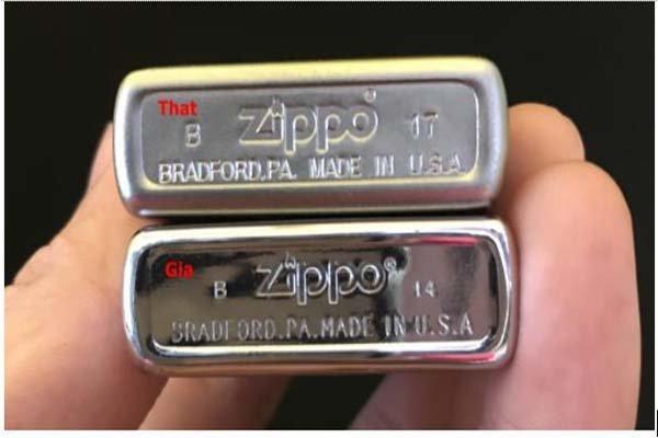 So sánh mộc đáy Zippo thật và giả