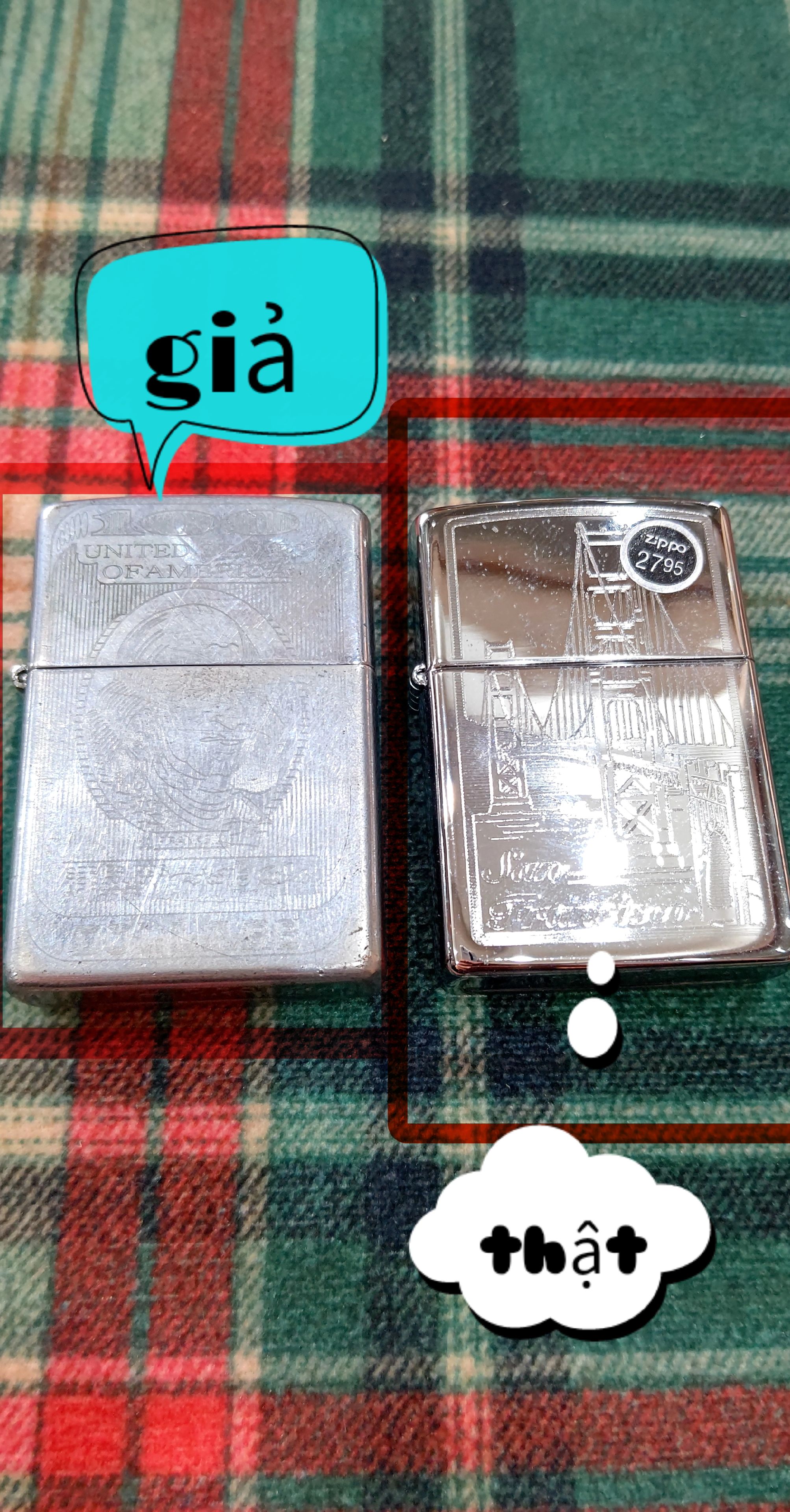 So sánh nhận biết Zippo thật giả 