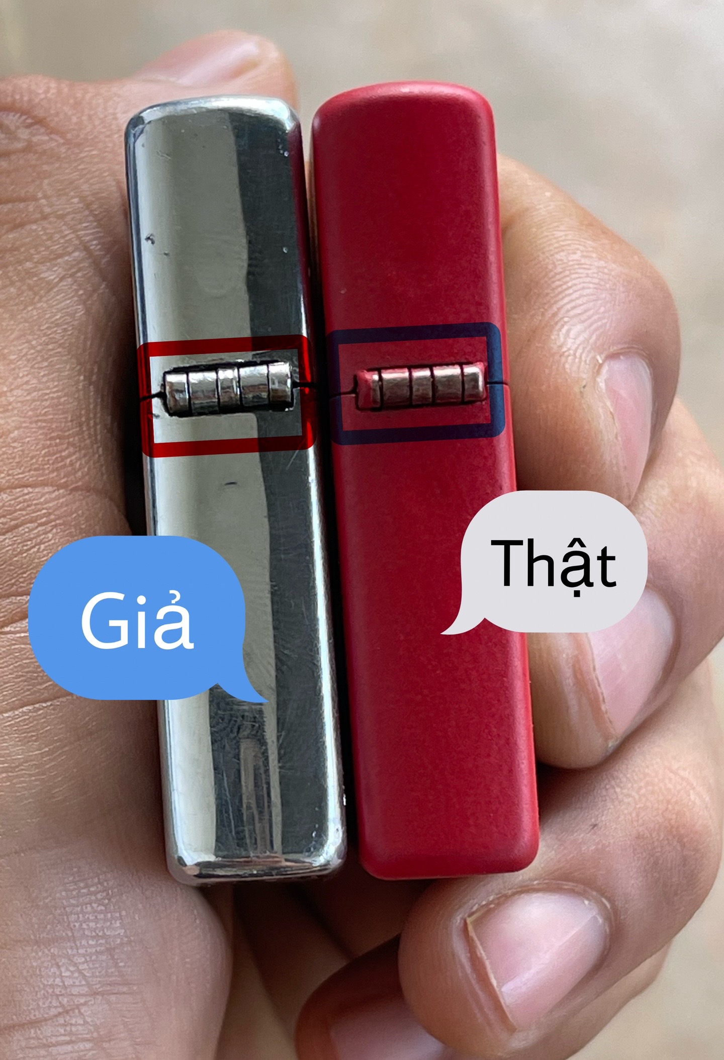 So sánh nhận biết Zippo thật giả