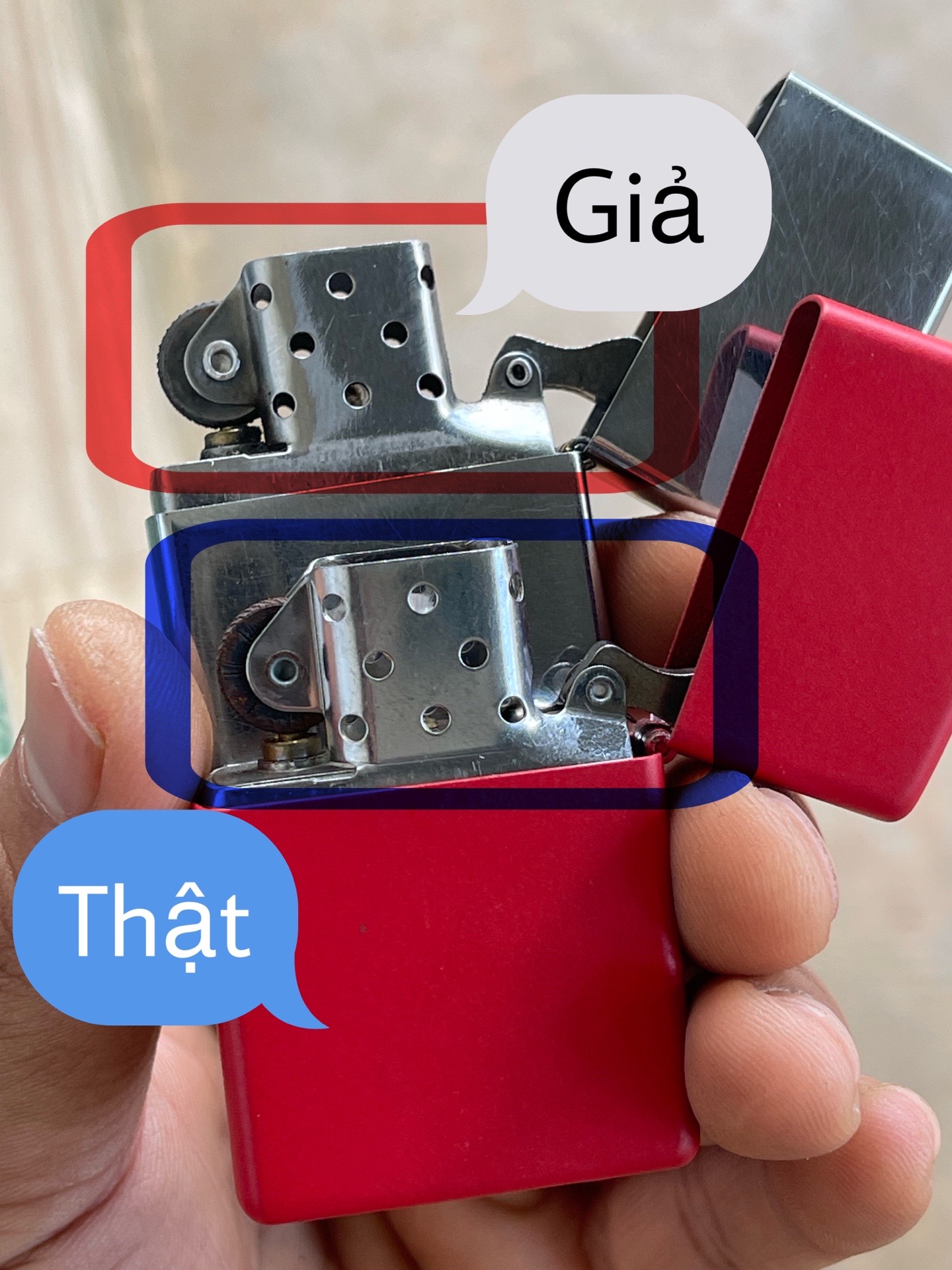 So sánh nhận biết Zippo thật giả