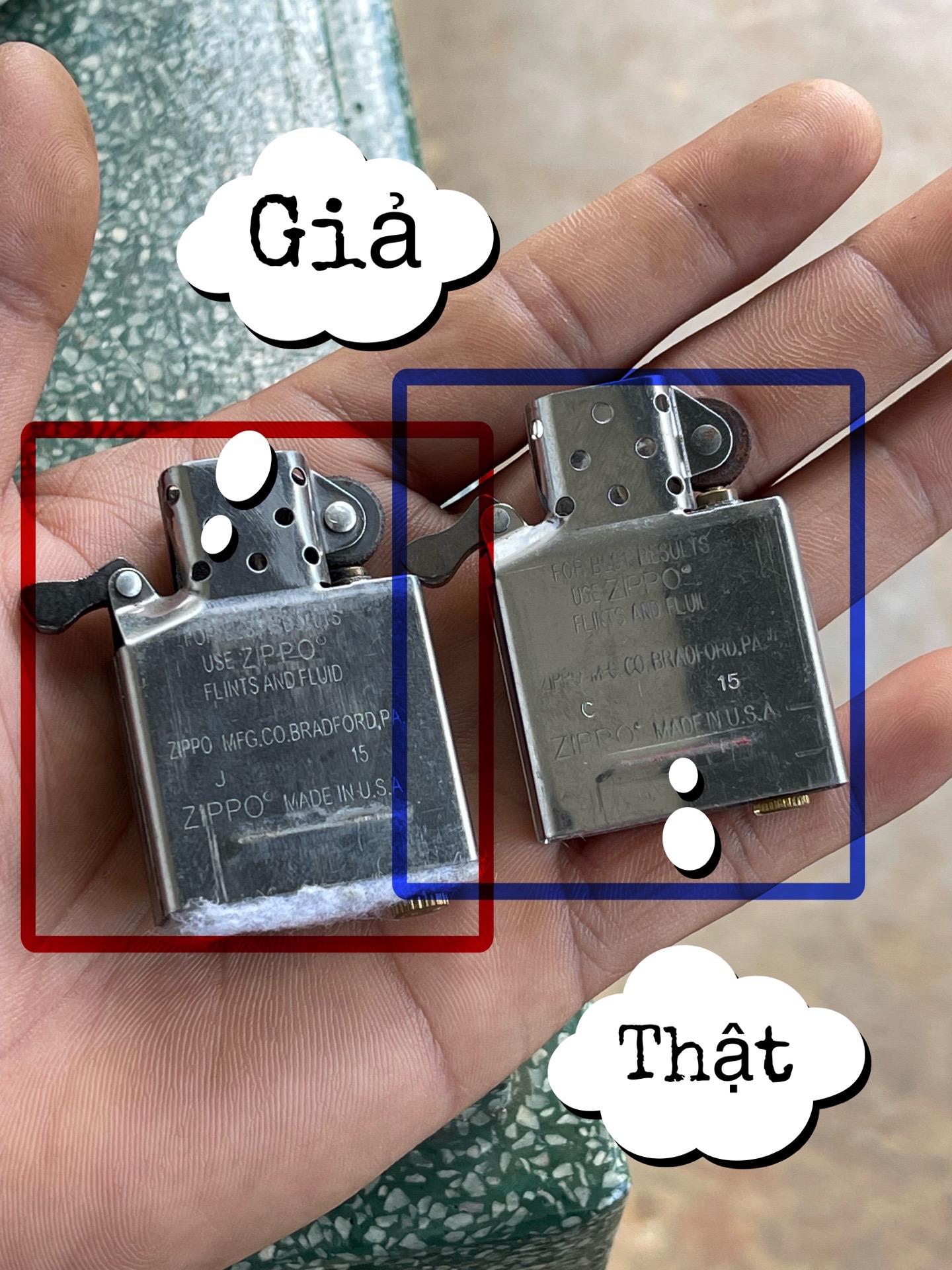 So sánh nhận biết Zippo thật giả