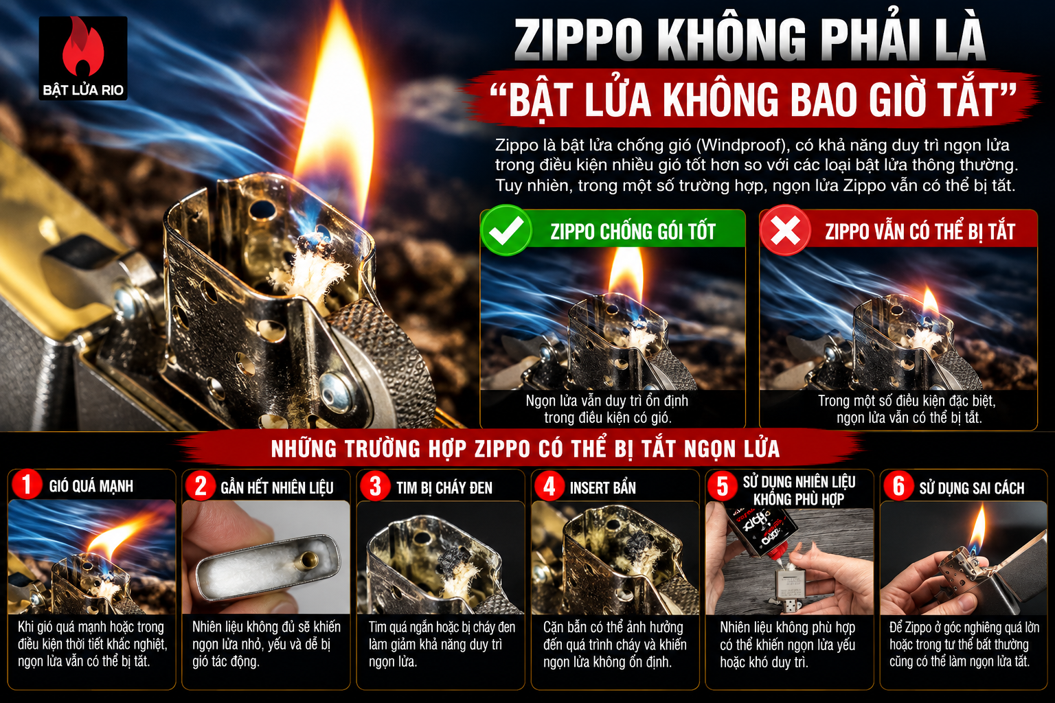 Vì Sao Zippo Không Tắt Khi Có Gió? Giải Mã Công Nghệ Chống Gió Của Bật Lửa Zippo 16 Zippo không phải là “bật lửa không bao giờ tắt”