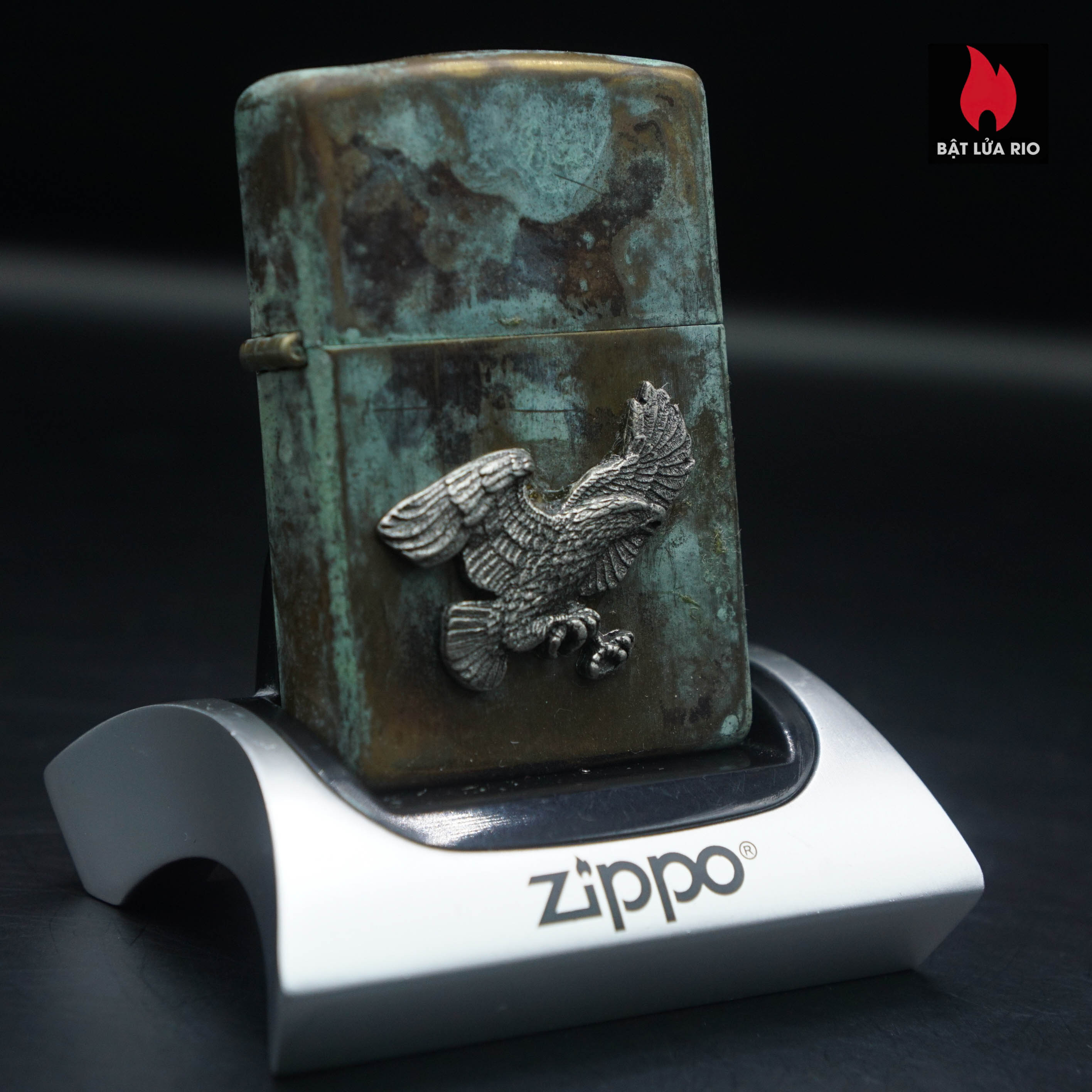 Home 41 Zippo La Mã 1992 – Đồng Phủ Giả Cổ – Miếng Ốp Dán Nổi 2 Mặt – Emblem Đại Bàng
