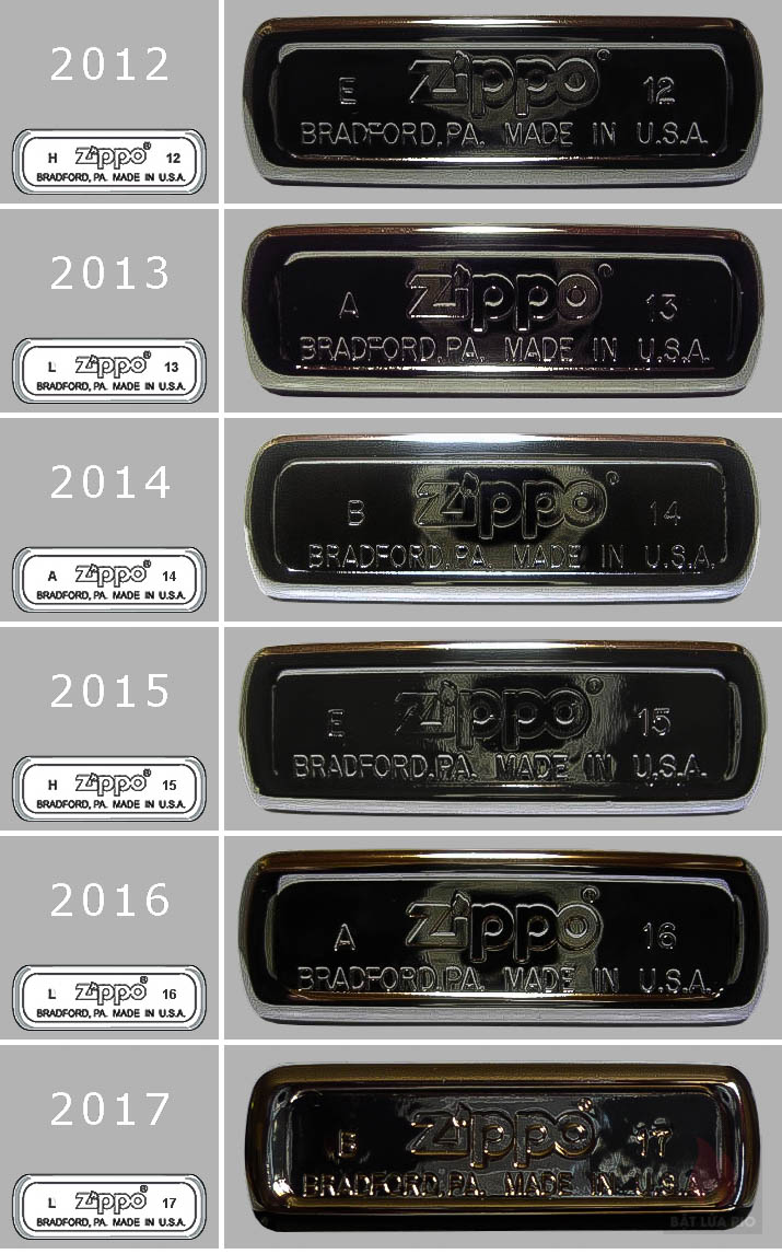 Mã Đáy Zippo Là Gì? Cách Đọc Mộc Đáy Và Xác Định Năm Sản Xuất Zippo 116 Mộc đáy Zippo giai đoạn 2012 - 2017